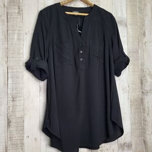 Torrid Harper Black Roll-Sleeve Women's Tunic Top. Size 00